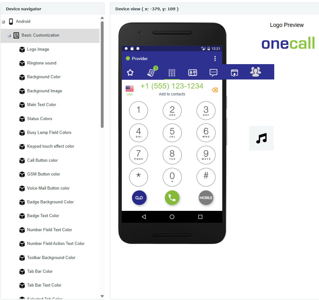 What can be customized on Cloud Softphone for Android?