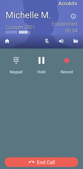 Acrobits Softphone call screen