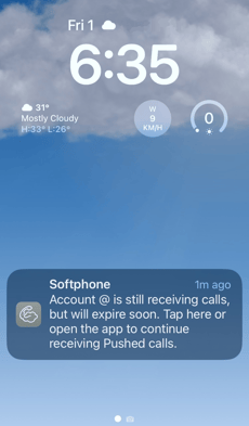 iOS Cloud Softphone push server almost expired notifications