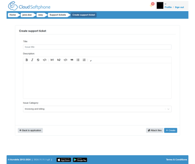 CSP portal create support ticket page